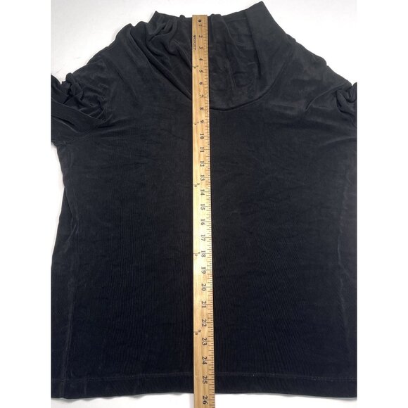 CHICO'S Travelers Womens SIZE 2 LARGE Black Cowl Neck L/S Knit SHIRT Top EUC - Picture 4 of 7